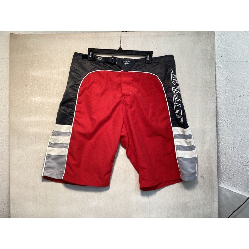 jet pilot board shorts 36 black gray red white piping
